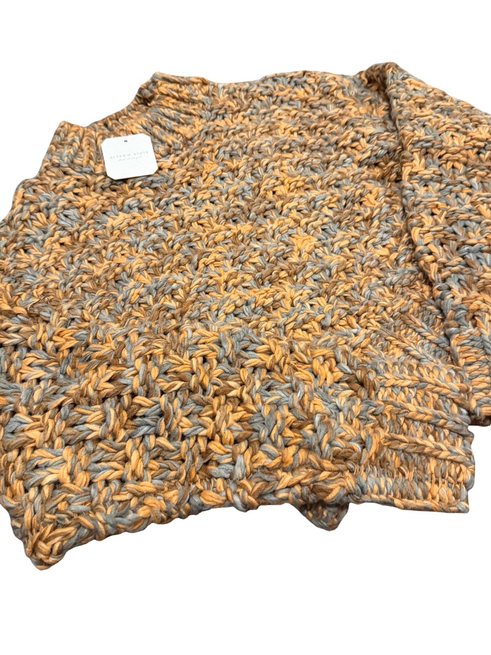 Altar’d State Marled Chunky Knit Sweater Orange Brown Gray XS NWT - Picture 7 of 12